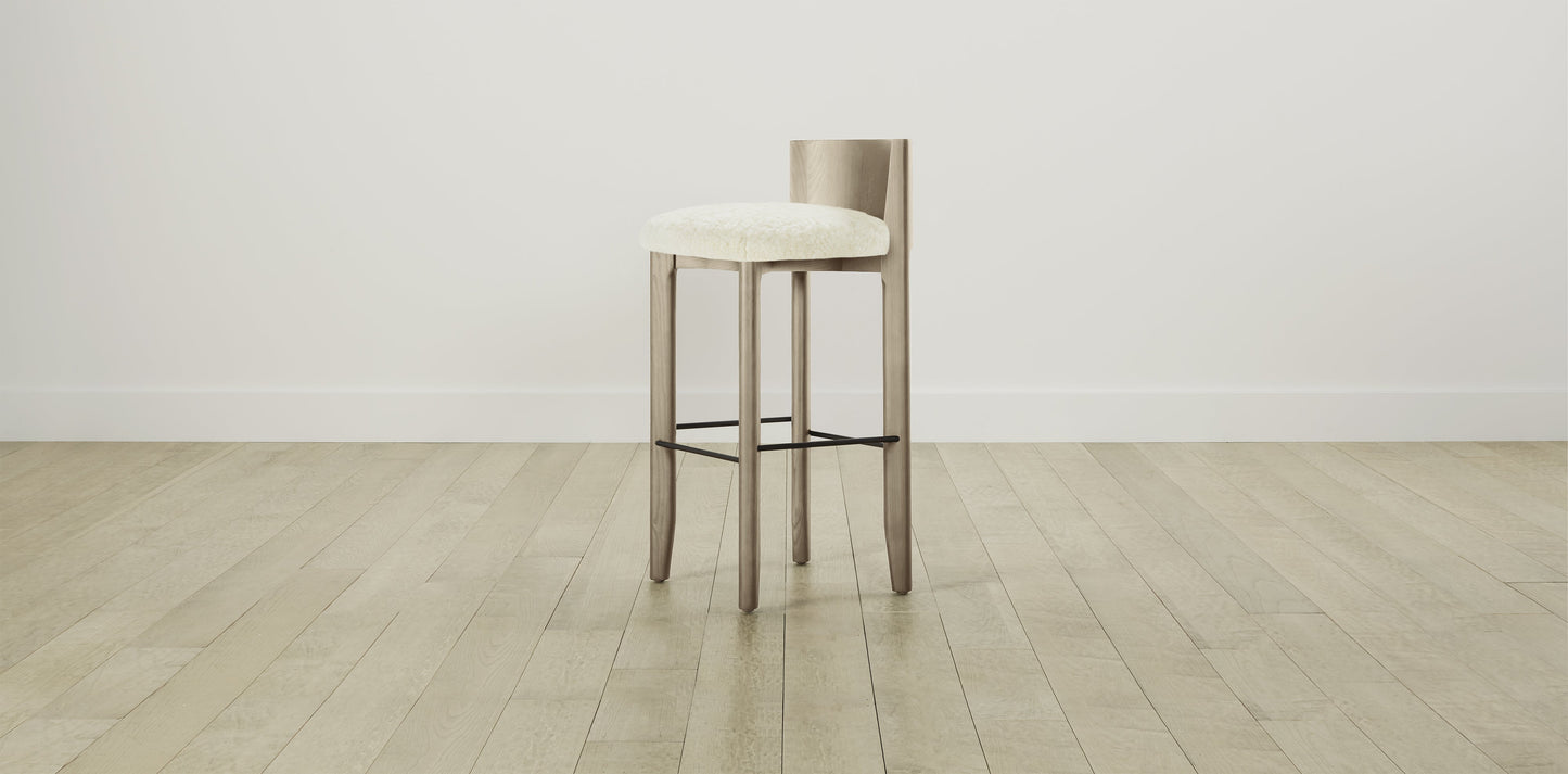 The Delancey with Brushed Brass - Shearling Ivory Bar and Counter Stool