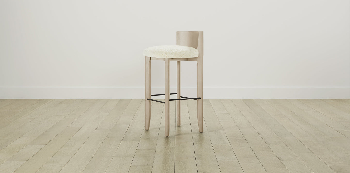 The Delancey with Brushed Brass - Shearling Ivory Bar and Counter Stool