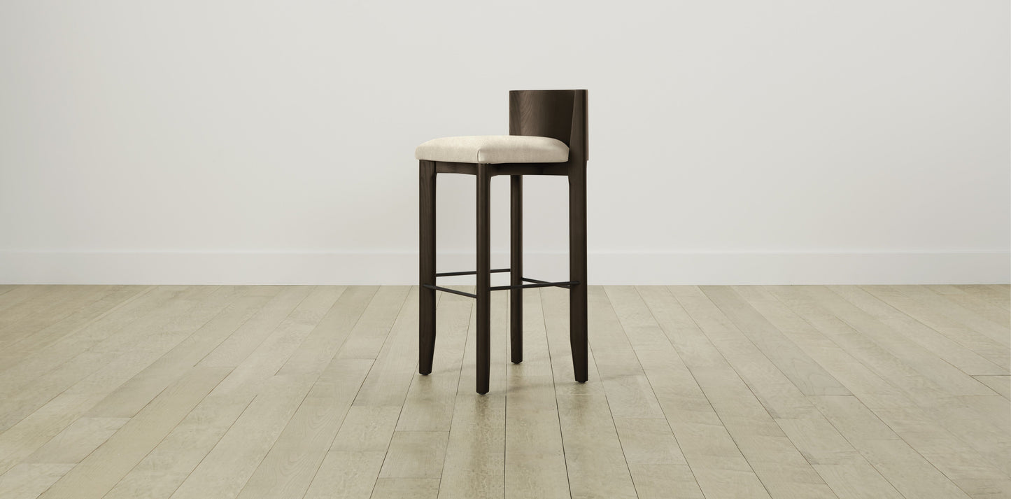 The Delancey with Brushed Brass - Tuscan Leather Bisque Bar and Counter Stool