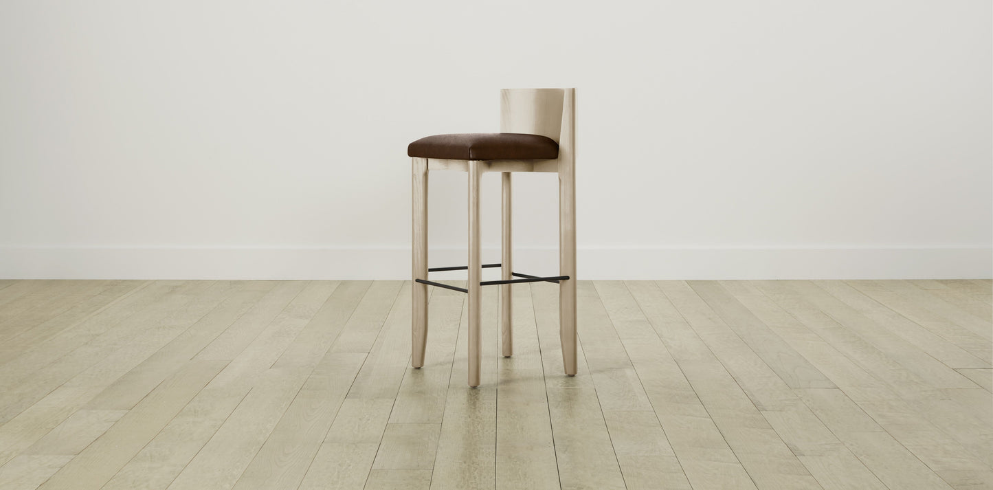 The Delancey with Brushed Brass - Tuscan Leather Bourbon Bar and Counter Stool