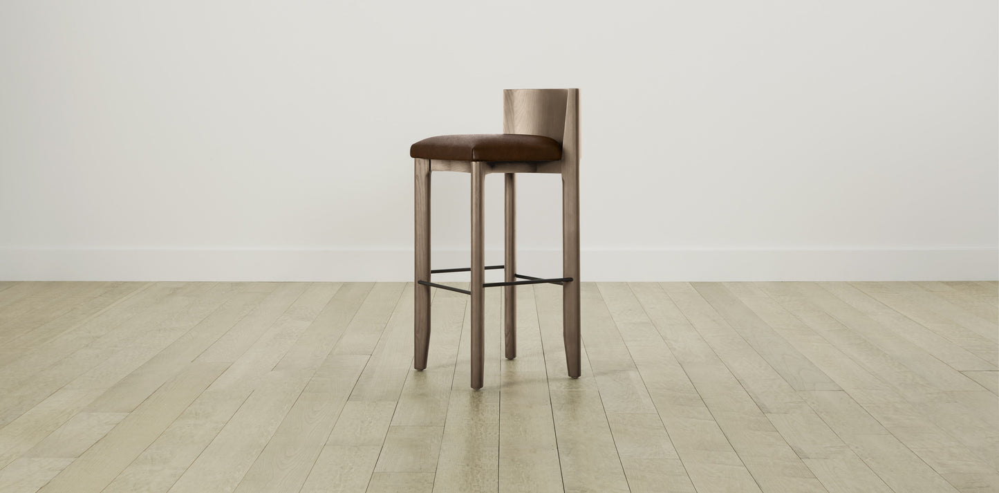 The Delancey with Brushed Brass - Tuscan Leather Bourbon Bar and Counter Stool