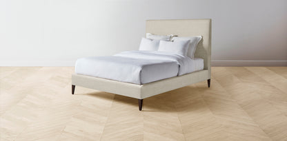 The Essex  - Belgian Linen Alder Bed - 60" Headboard - Upholstered on reverse