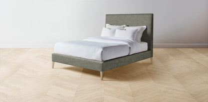 The Essex  - Belgian Linen Thyme Bed - 60" Headboard - Upholstered on reverse