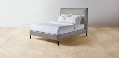 The Essex  - Nubuck Leather Asphalt Bed - 60" Headboard - Muslin on reverse