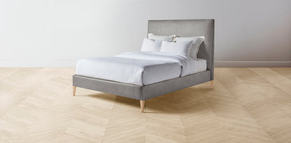 The Essex  - Nubuck Leather Asphalt Bed - 50" Headboard - Upholstered on reverse