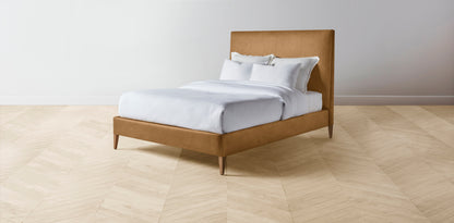 The Essex  - Nubuck Leather Saddle Bed - 50" Headboard - Upholstered on reverse