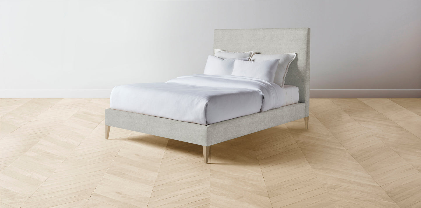 The Essex  - Performance Melange Weave Flint Bed - 50" Headboard - Muslin on reverse