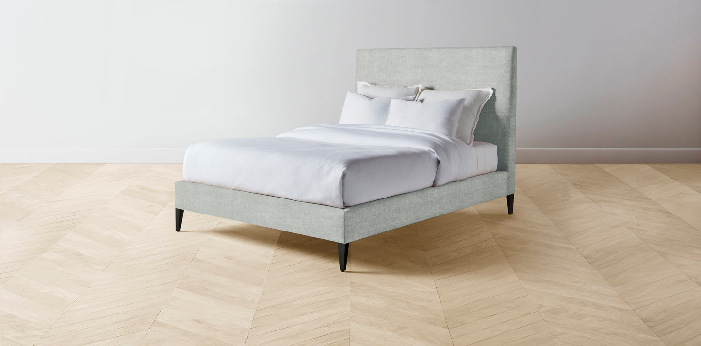 The Essex  - Performance Melange Weave Seaglass Bed - 60" Headboard - Muslin on reverse