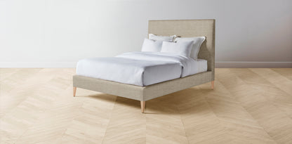 The Essex  - Performance Stonewashed Linen Clamshell Bed - 50" Headboard - Muslin on reverse