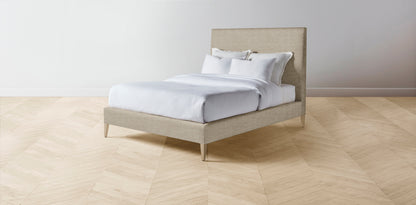 The Essex  - Performance Stonewashed Linen Clamshell Bed - 60" Headboard - Upholstered on reverse