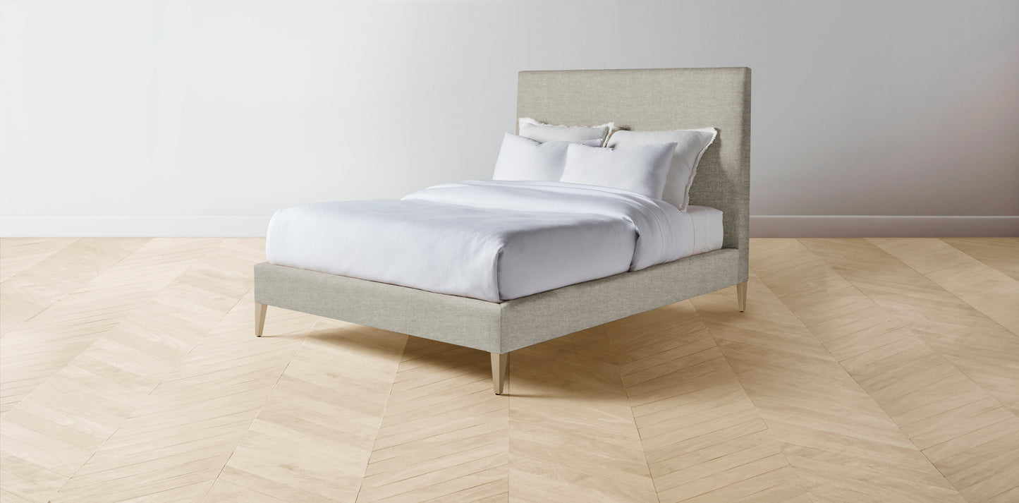 The Essex  - Performance Stonewashed Linen Dew Bed - 60" Headboard - Muslin on reverse