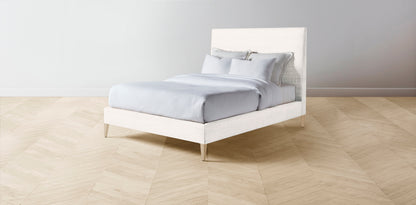 The Essex  - Performance Textured Tweed Snow Bed - 50" Headboard - Upholstered on reverse