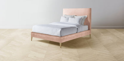 The Essex  - Performance Velvet Dusty Rose Bed - 56" Headboard - Muslin on reverse