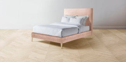 The Essex  - Performance Velvet Dusty Rose Bed - 56" Headboard - Muslin on reverse