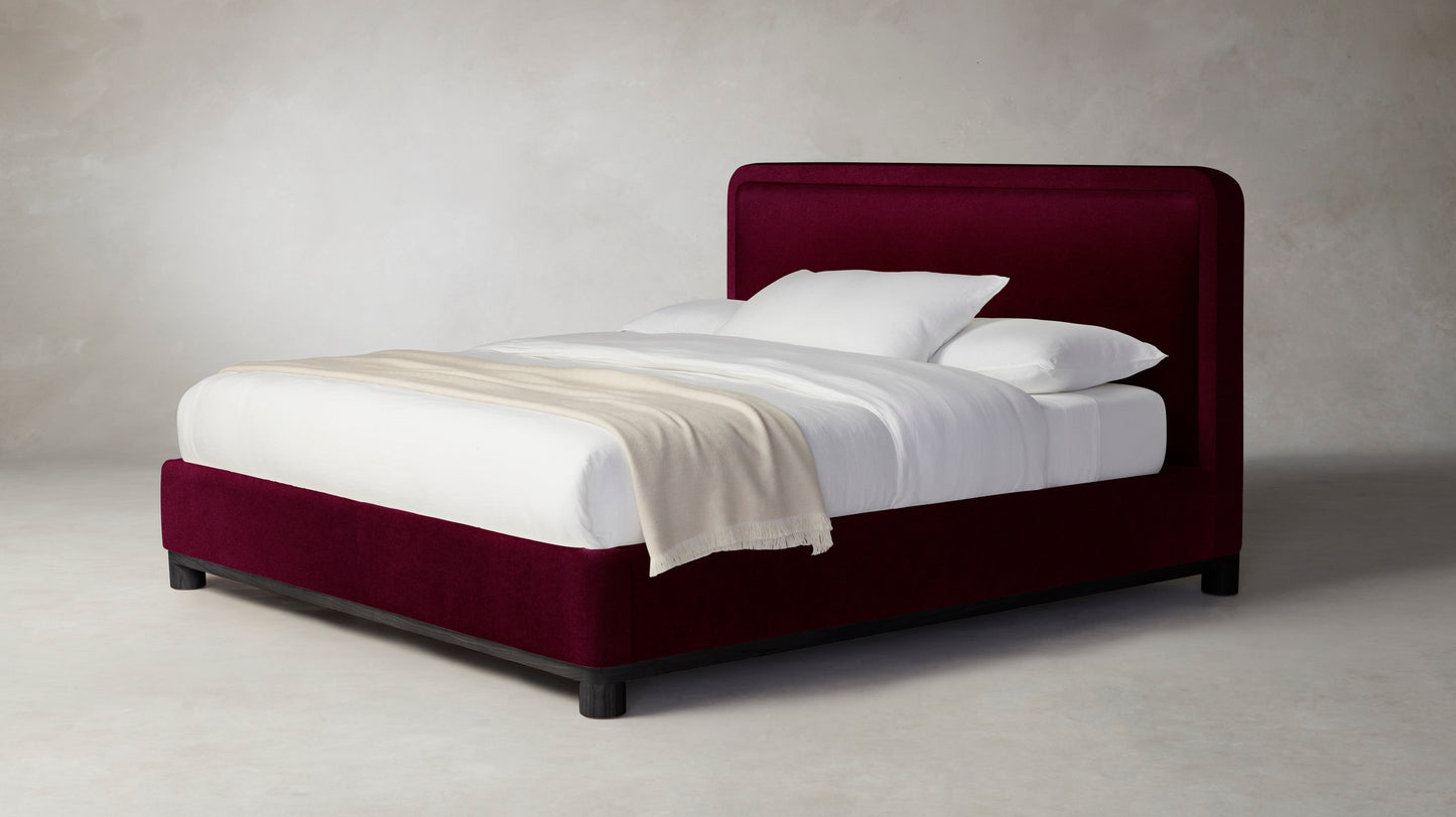 The Kent  - Mohair Crimson Bed - 53" Headboard