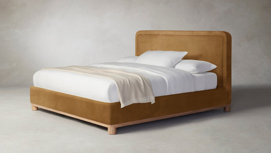 The Kent  - Nubuck Leather Saddle Bed - 41" Headboard