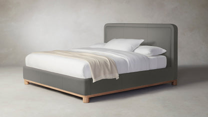 The Kent  - Pebbled Leather Ash Bed - 47" Headboard