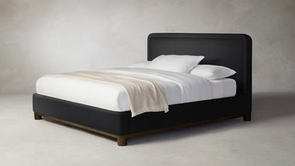 The Kent  - Pebbled Leather Ink Bed - 41" Headboard