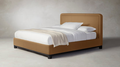 The Kent  - Pebbled Leather Latte Bed - 53" Headboard