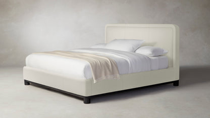 The Kent  - Pebbled Leather Swan Bed - 41" Headboard