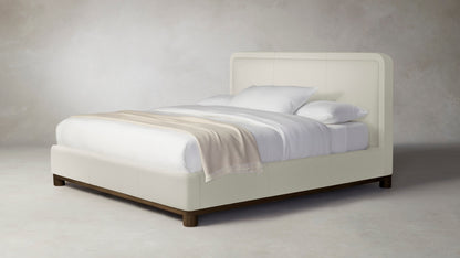 The Kent  - Pebbled Leather Swan Bed - 41" Headboard