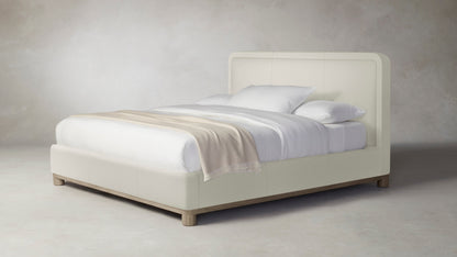 The Kent  - Pebbled Leather Swan Bed - 41" Headboard