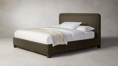 The Kent  - Pebbled Leather Truffle Bed - 53" Headboard