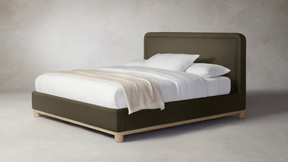 The Kent  - Pebbled Leather Truffle Bed - 53" Headboard