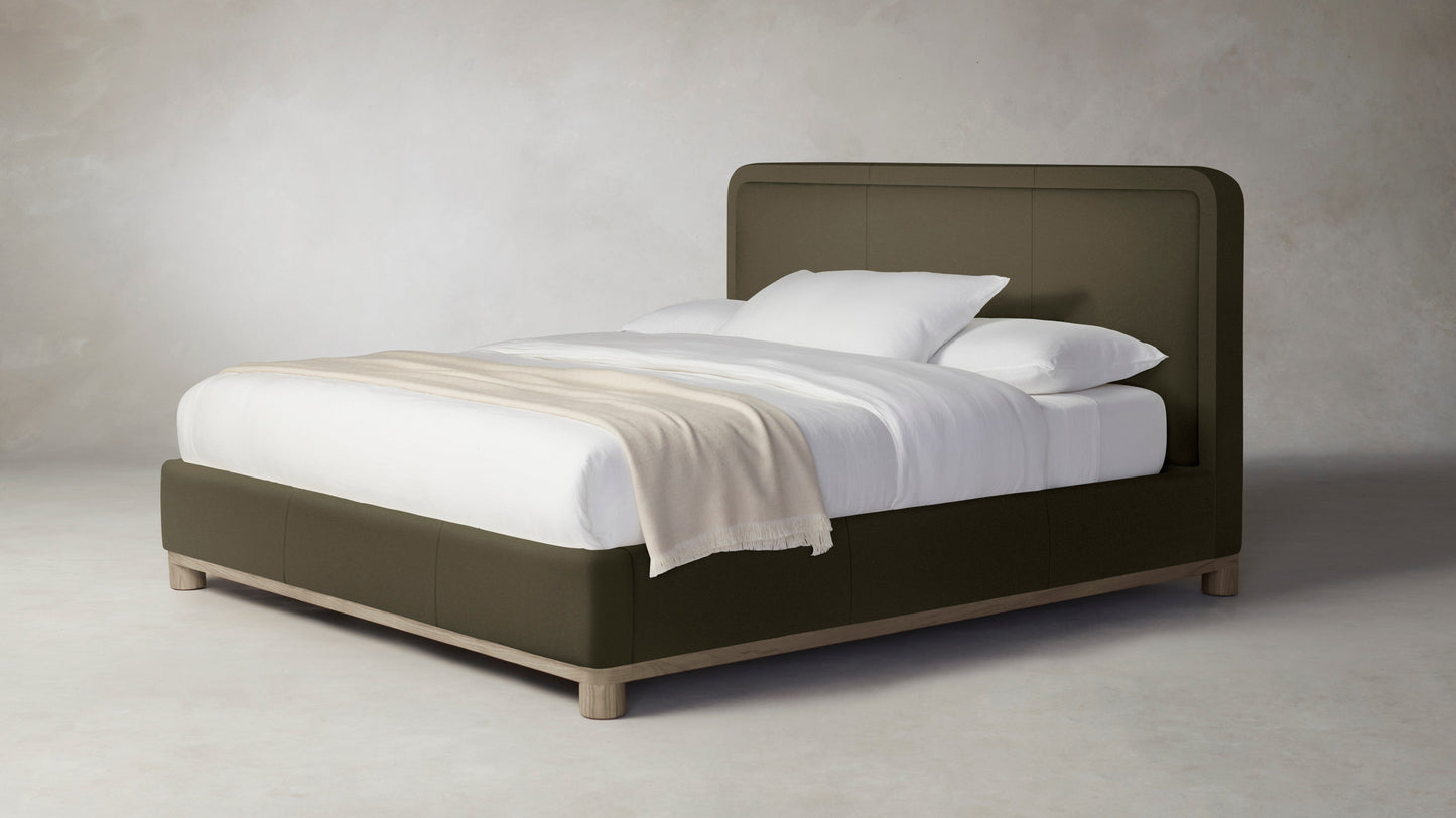 The Kent  - Pebbled Leather Truffle Bed - 41" Headboard