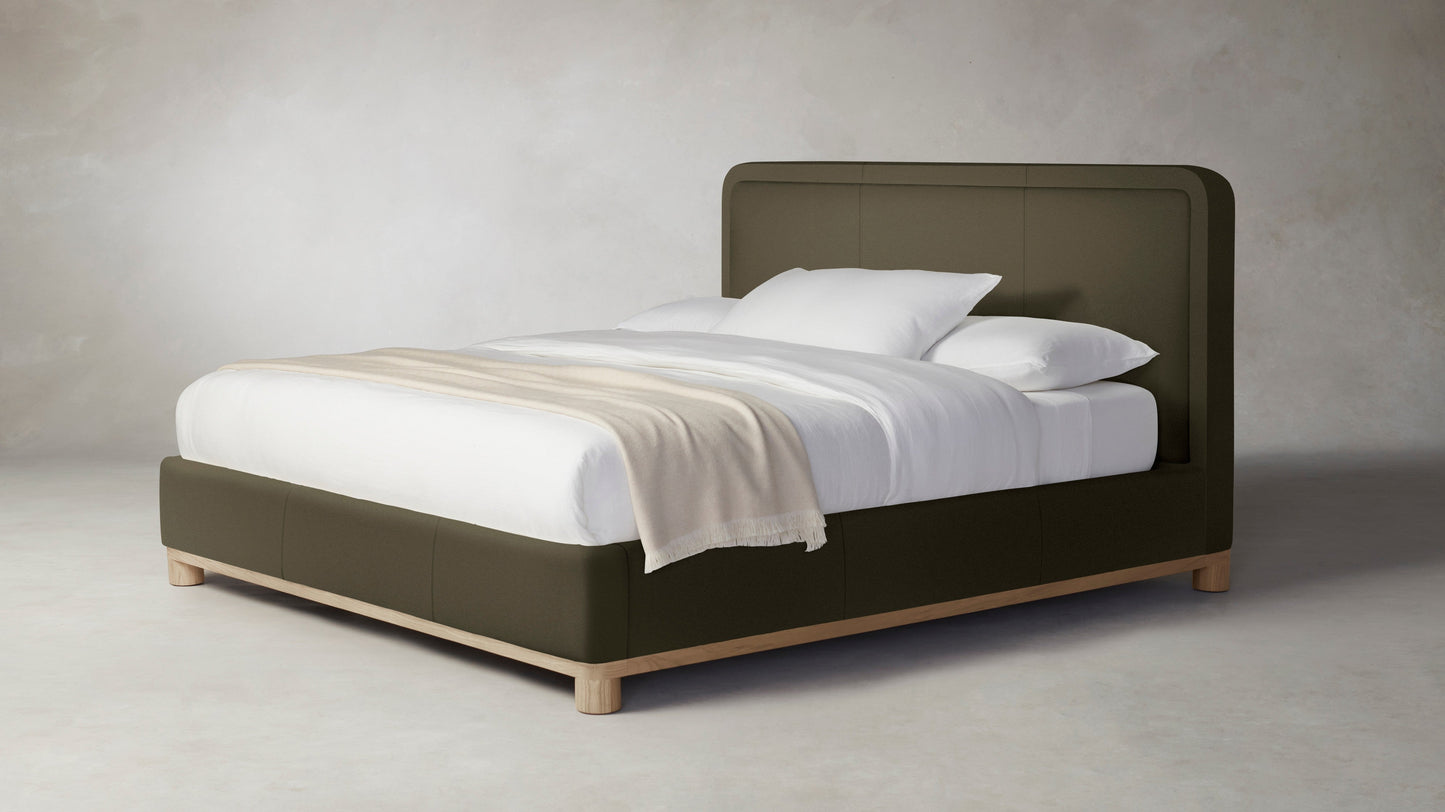 The Kent  - Pebbled Leather Truffle Bed - 41" Headboard