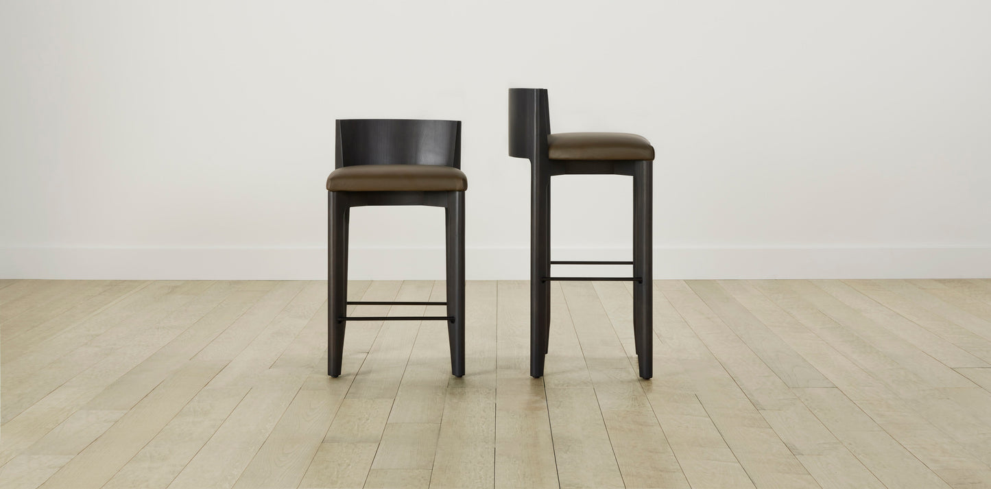 The Delancey with Onyx - Pebbled Leather Truffle Bar and Counter Stool