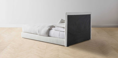 The Wythe  - Pebbled Leather Latte Bed - 38" Headboard - Muslin on reverse