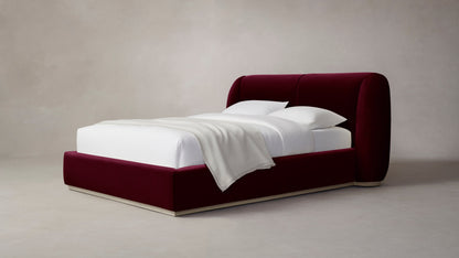 The Smith  - Mohair Crimson Bed - 42" Headboard