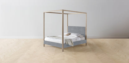 The Thompson  - Performance Melange Weave Aegean Canopy Bed - 48" Headboard - Upholstered on reverse