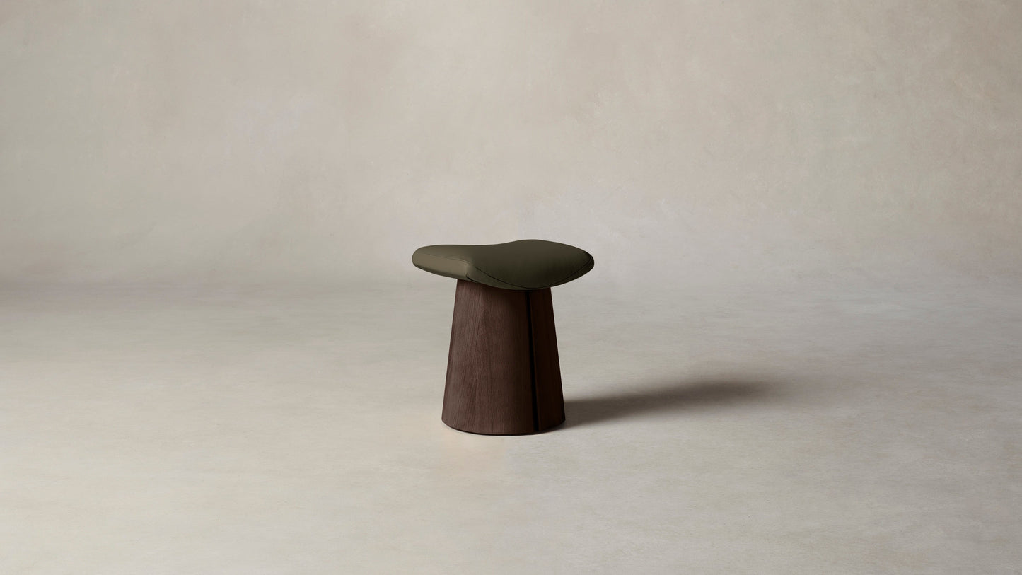 The Weston  - Pebbled Leather Truffle Accent Stool